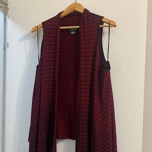 New York & Company Red and Black Open Front Cardigan
